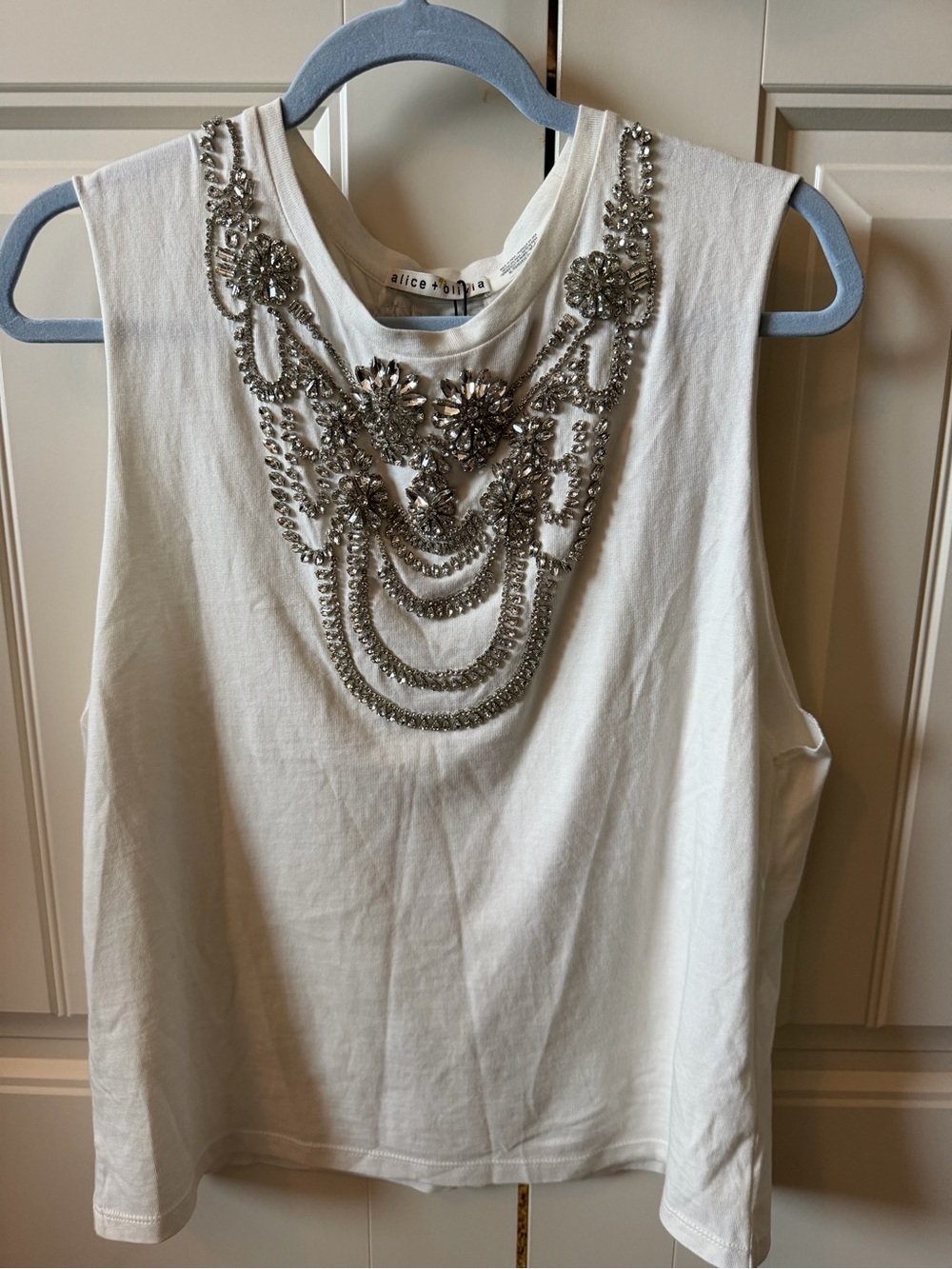 Alice + Olivia off- White Embellished Sleeveless Tank.